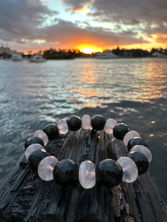 Black Tourmaline Rose Quartz Protection Bracelet - World's Best Quality & Made To Last