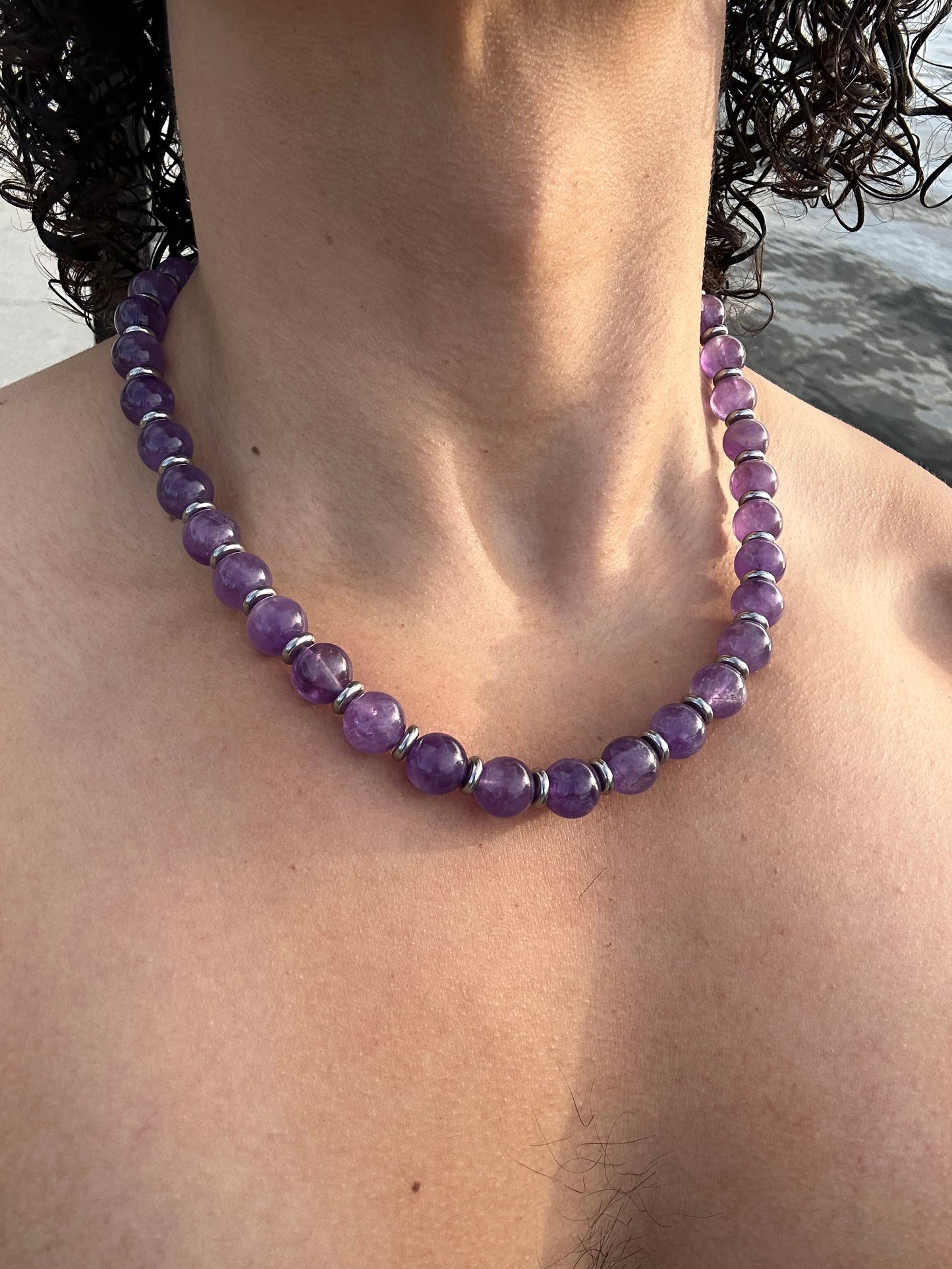 Luxury Amethyst Silver Steel Design Necklace With Interlocking Clasp - World's Best Quality & Made To Last