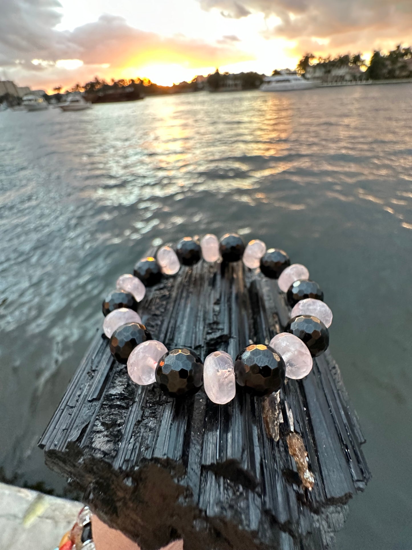 Black Tourmaline Rose Quartz Protection Bracelet - World's Best Quality & Made To Last