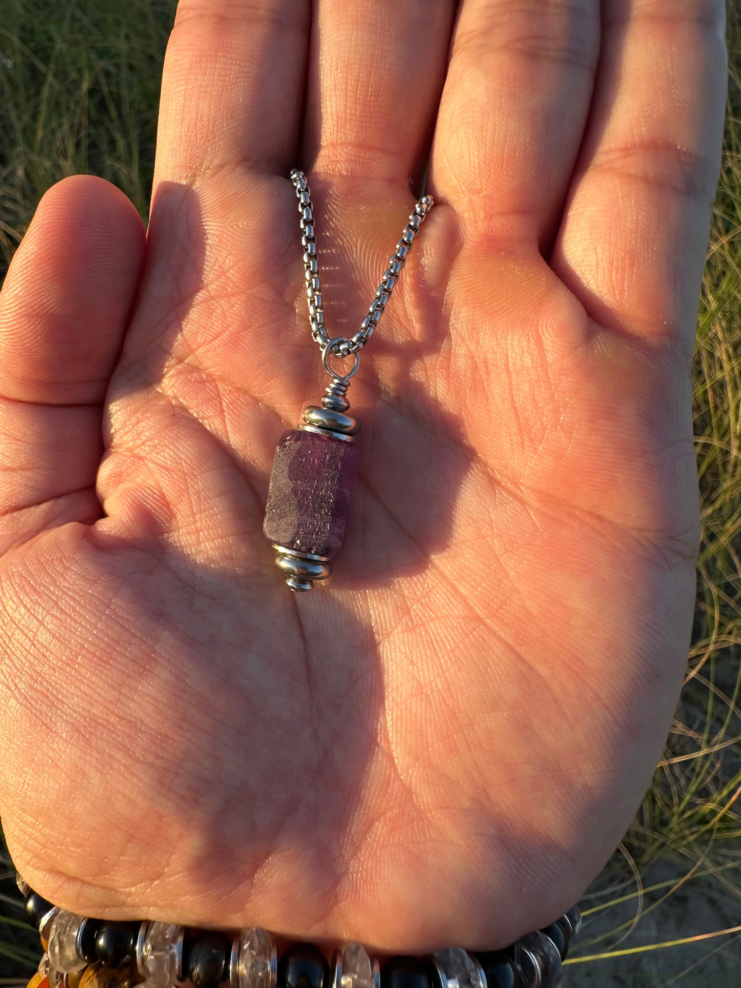 Luxury Amethyst Pendant Silver Steel Raw Lantern Design - World's Best Quality & Made To Last