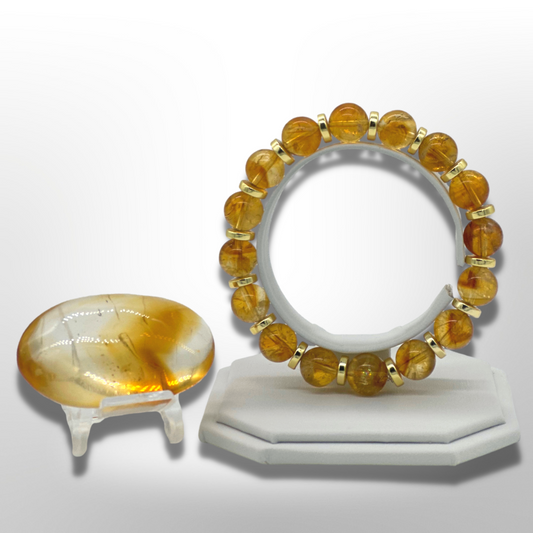 Zambian Citrine Bracelet Between Golden Hematite